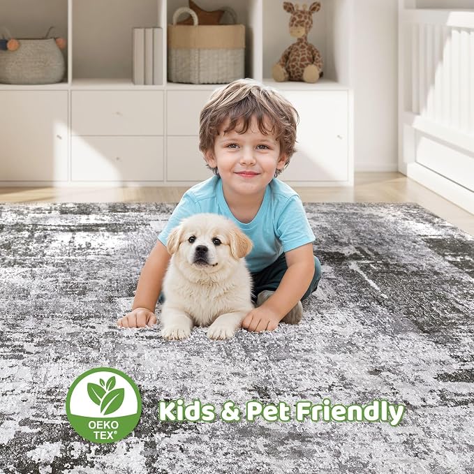 LOONGRUG 7x10 Area Rug Washable Large Neutral Modern Living Room Rugs | - Image 7