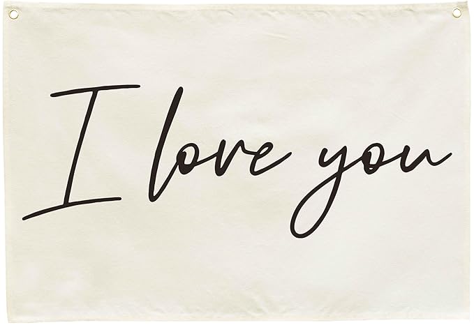 I love You Rectangular Canvas Banner-Boho Flag Wall Decor for Boy Girl Kids Friends,Nursery Babyroom Above Crib Bedroom Living Room Office-Baby Growth Stuff-Baby Shower Birthday Christmas Gift
