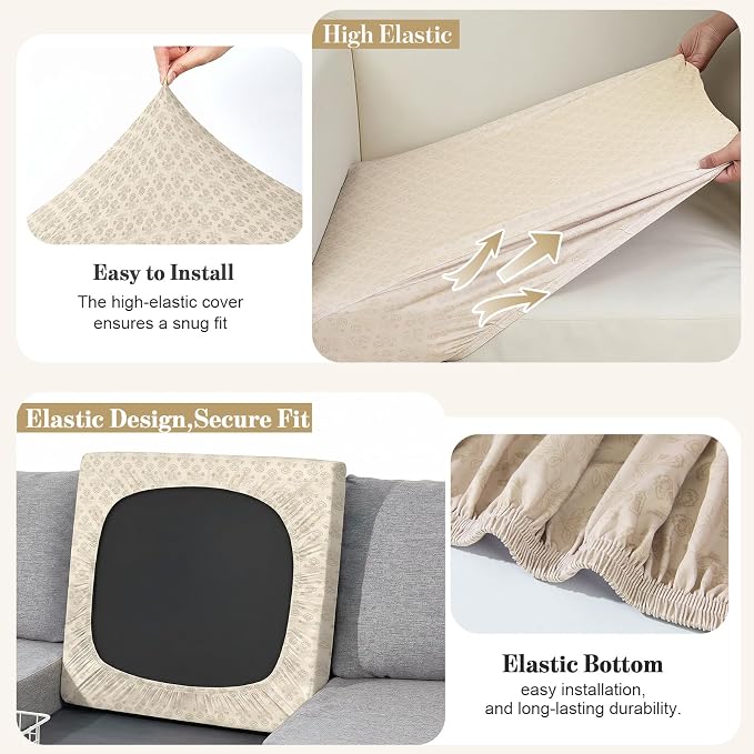 8Pcs Patio Cushion Covers Stretch Outdoor Furniture Protector Slipcovers | - Image 5