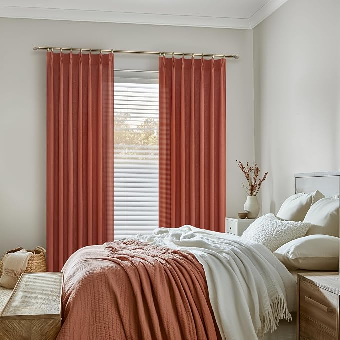 PleatedDrapes Decorative Burnt Orange Sheer Curtains 96 Inches Long - Image 6