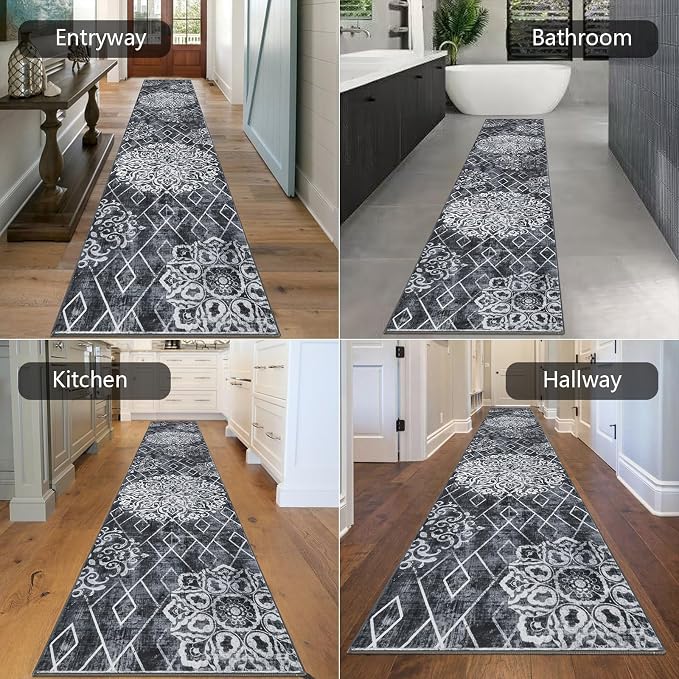 HEBE Hallway Runner Rug 2'8''x14', Washable Non Slip Kitchen Rug Runner | Soft - Image 6