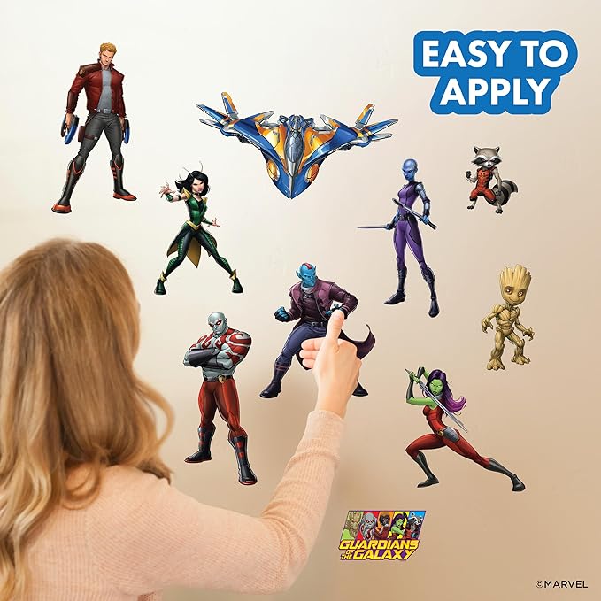 Guardians of The Galaxy Wall Decals – Set of 10 Marvel Licensed Removable Vinyl Stickers for Kids Bedroom Playroom Bathroom - Peel and Stick Room Décor
