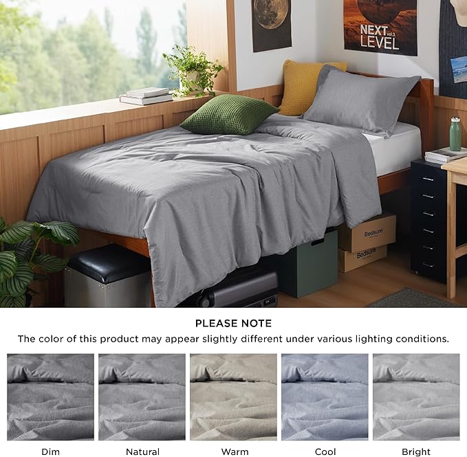 Bedsure Twin/Twin XL Comforter Set - Dark Grey Soft Bedding for All Seasons, Cationic Dyed Bed Set, 2 Pieces, 1 Twin Size Comforter (68"x88") and 1 Pillow Sham (20"x26"+2")