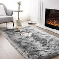 SERISSA 4x6 Fluffy Grey Faux Fur Area Rug by SERISSAHomeDecorCollection