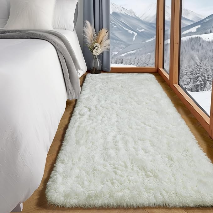 Cream White Runner Rugs for Bedroom Living Room, Ivory Fluffy 2x6 Area Rug | - Image 8