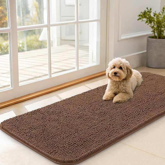 OLANLY Dog Door Mat for Muddy Paws 47x20, Super Absorbent Chenille Mud Mat | by OLANLY