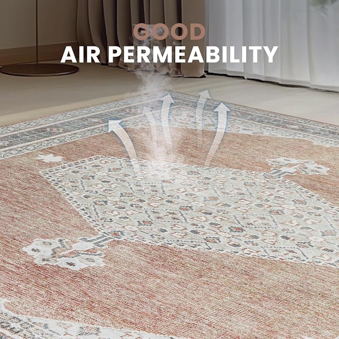 Washable Rugs 8x10 Area Rugs for Living Room, Dining Room, Nursery | Retro - Image 5