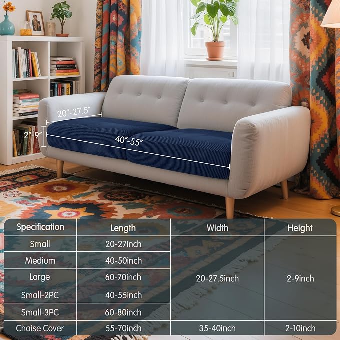 Hokway Stretch Couch Cushion Covers, 2 Piece Individual Sofa Cushion - Image 3