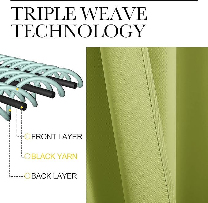NICETOWN Fresh Green Blackout Curtains 102 inches Length for Living Room, 2 Panels, 55" Wide, Thermal Insulated Long Drapes for Large Window