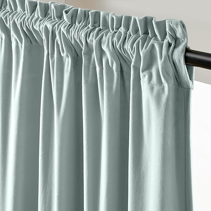 Lazzzy Velvet Blackout Curtains Thermal Insulated Room Window Drapes Super Soft Luxury Curtains for Living Room Bedroom Rod Pocket 2 Panels, Misty Blue, 52" W x 102" L