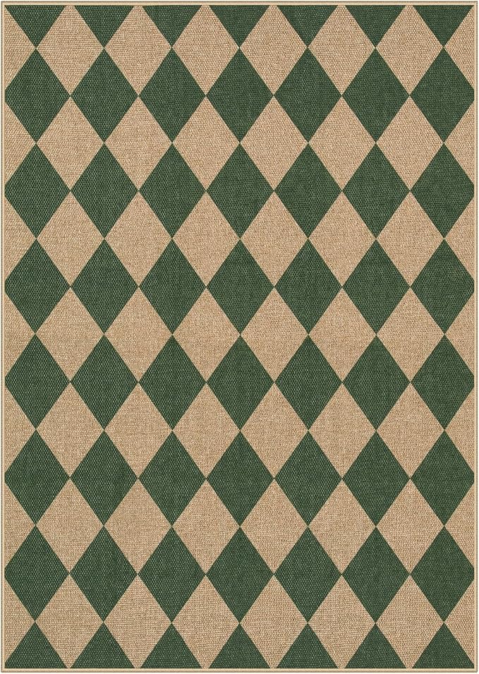 Lahome Checkered Easy Jute 5x7 Outdoor Rug, Washable Rugs - Image 9