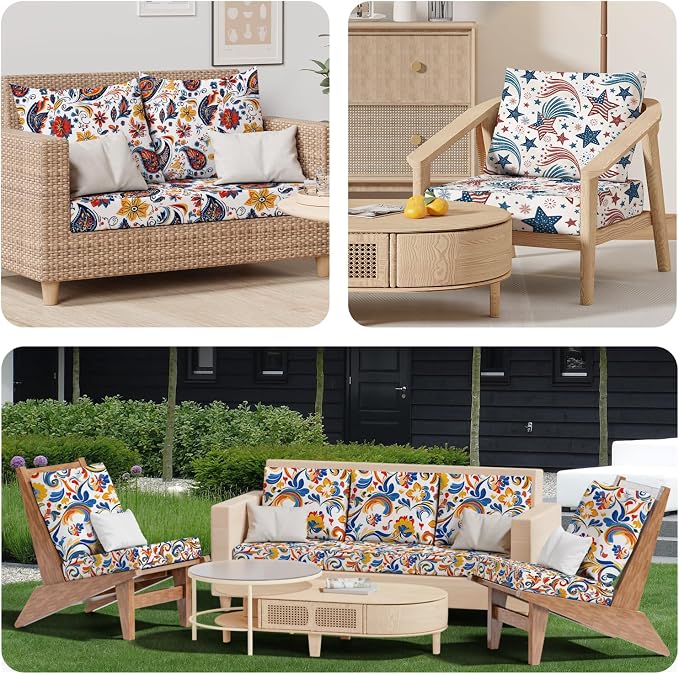 8Pcs Outdoor Cushion Covers, Stretch Patio Furniture Couch Chair Slipcovers | - Image 8