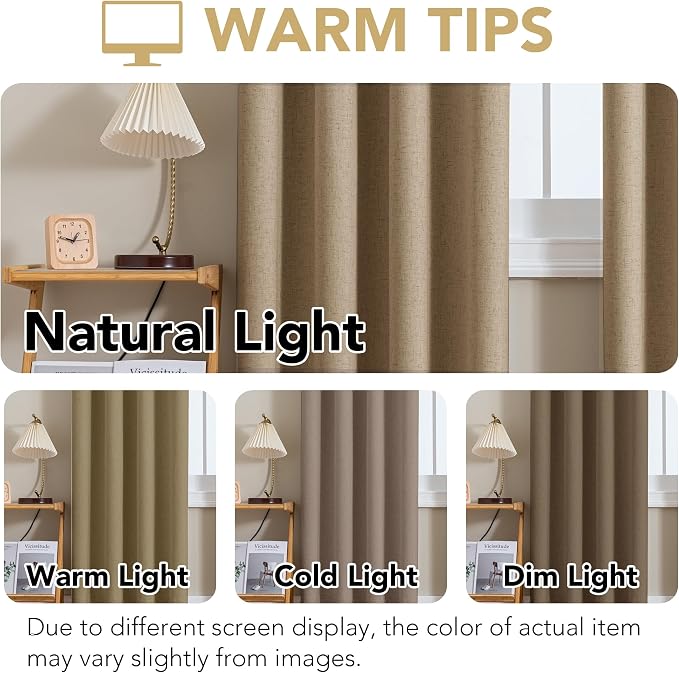 H.VERSAILTEX Linen Blend Curtains 100% Blackout Curtains - Image 4