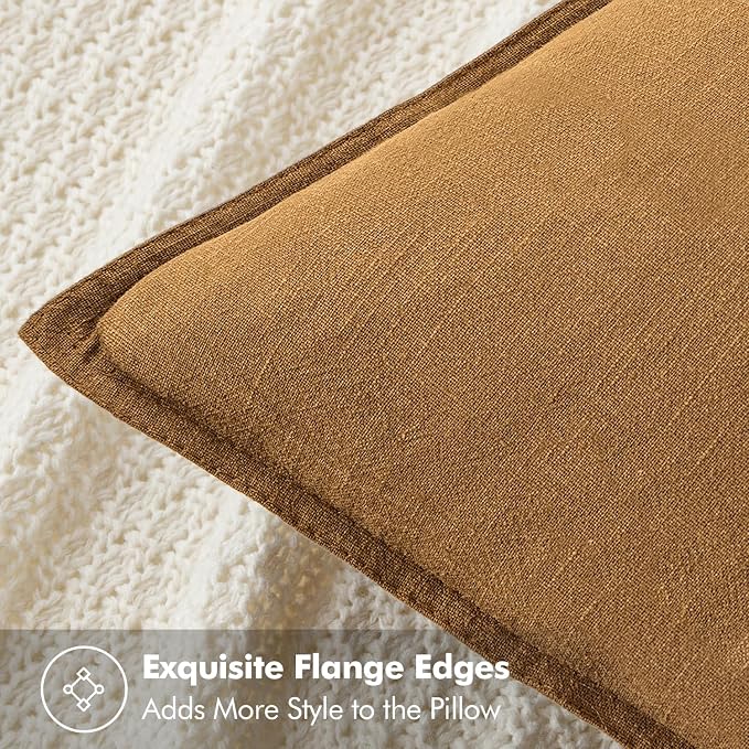 MIULEE Decorative Linen Euro Sham Pillow Covers 24x24 Hazel | Boho Farmhouse​ - Image 2