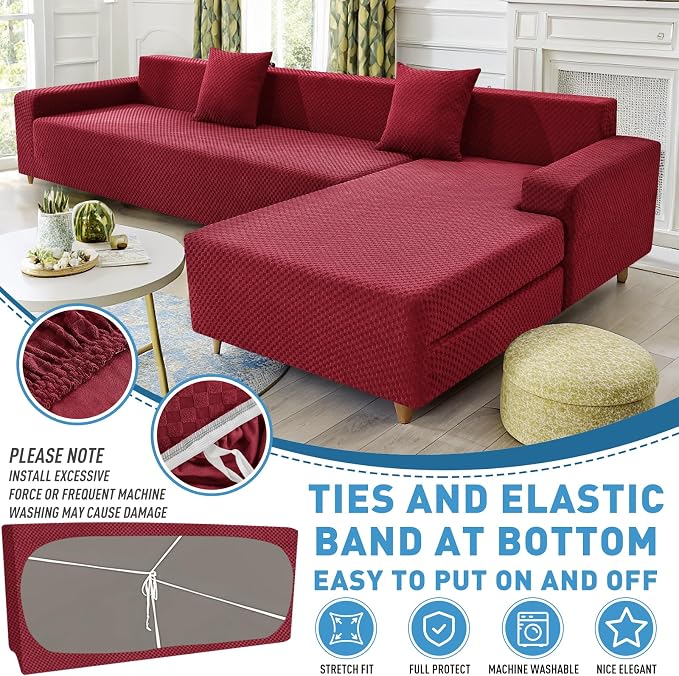 ZNSAYOTX Sectional Couch Covers, Stretch Jacquard Slipcovers - Image 3