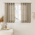 40 Inch Length Linen Curtains for Small Windows Over Silk 2 Panels | Semi Sheer by LAMIT