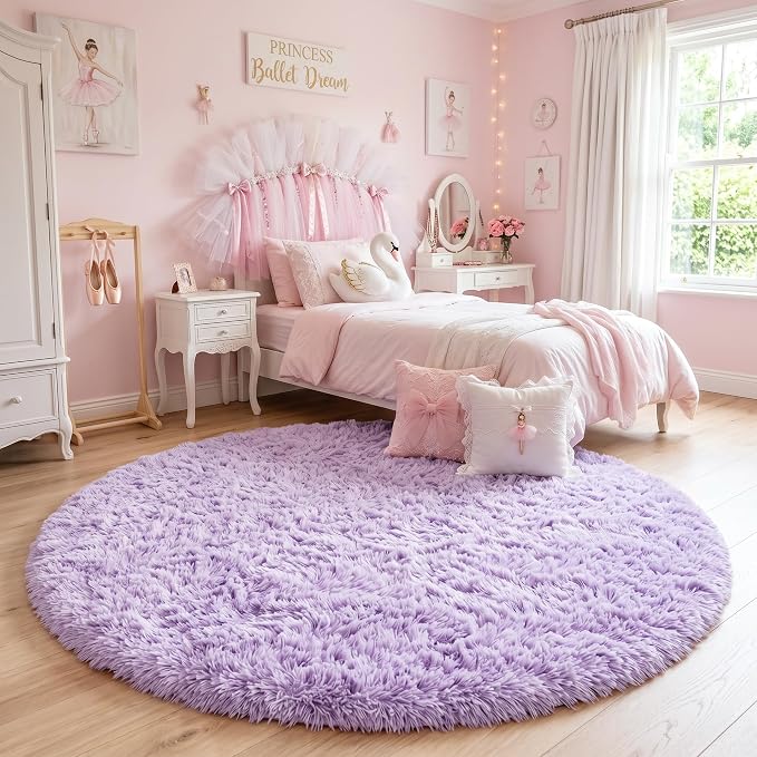 Amdrebio Light Purple Lavender Large Round Rug 8Ft - Image 2