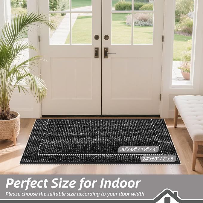 BEQHAUSE Dirt Trapper Door Mat 24" x 60", Non-Slip Washable Doormats, Low - Image 2