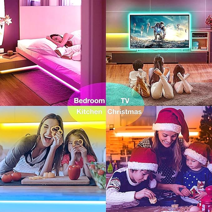 hyrion Smart LED Light Strips,200 ft WiFi LED Light,Sound Activated Color Changing with Alexa and Google,Sync Music with Tape Lighting for Bedroom for Living Room, Home Decor