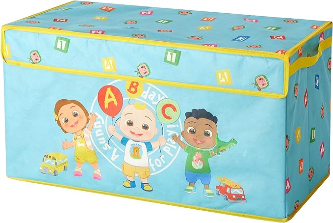 Idea Nuova Cocomelon Collapsible Children’s Toy Storage Trunk, Durable with Lid