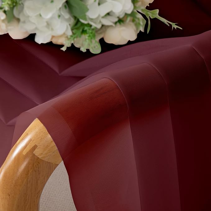 Aiyufeng Sheer Curtains Burgundy Red - Fabric Vertical Window Shades for Sliding Glass Door Balcony Terrace Sun Room Beach Pool House, 40 x 63 inches, 1 Pair