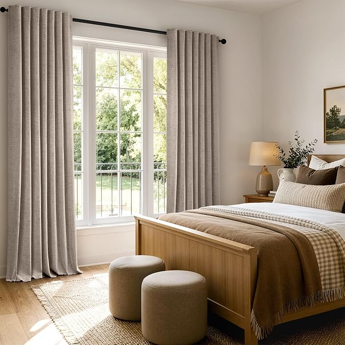 MIULEE 100% Blackout Linen Burlap Curtains - Image 8