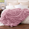 Ultra Soft Cozy Faux Fur Throw Blanket, Fuzzy Plush Thick Bubble Blanket by blunique