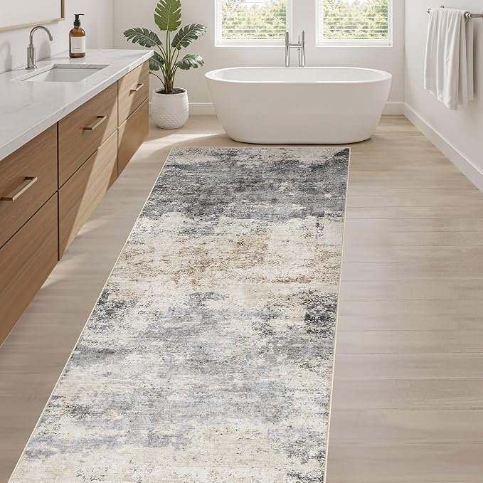 LOONGRUG Runner Rug 2x6 Washable Non-Slip Kitchen Neutral Modern Rug | Abstract - Image 5
