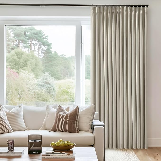 Oatmeal Beige Linen Blackout 92 Inch Curtains - Image 9