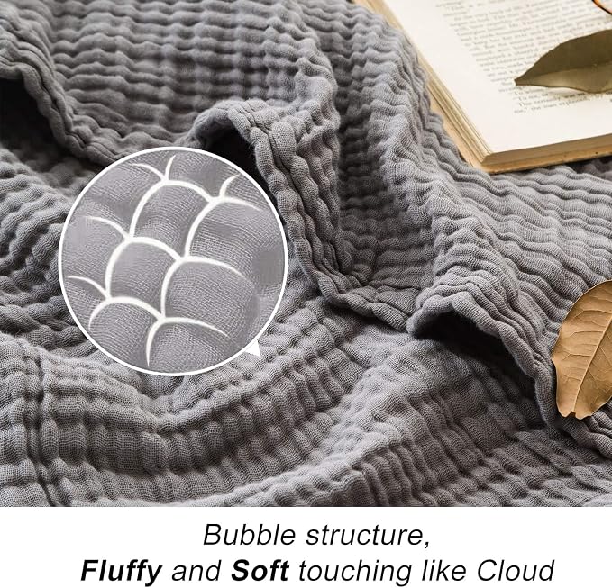 EMME Muslin Blankets for Adults Throw Blanket for Couch Breathable Gauze Soft - Image 7