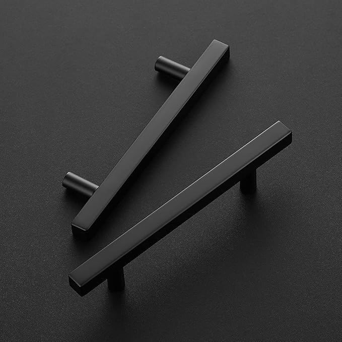 Ravinte Black Cabinet Handles 15 Pack 4-1/2 inch Matte Black Square Cabinet Pulls Kitchen Hardware 7 inch Overall Length Kitchen Drawer Pulls