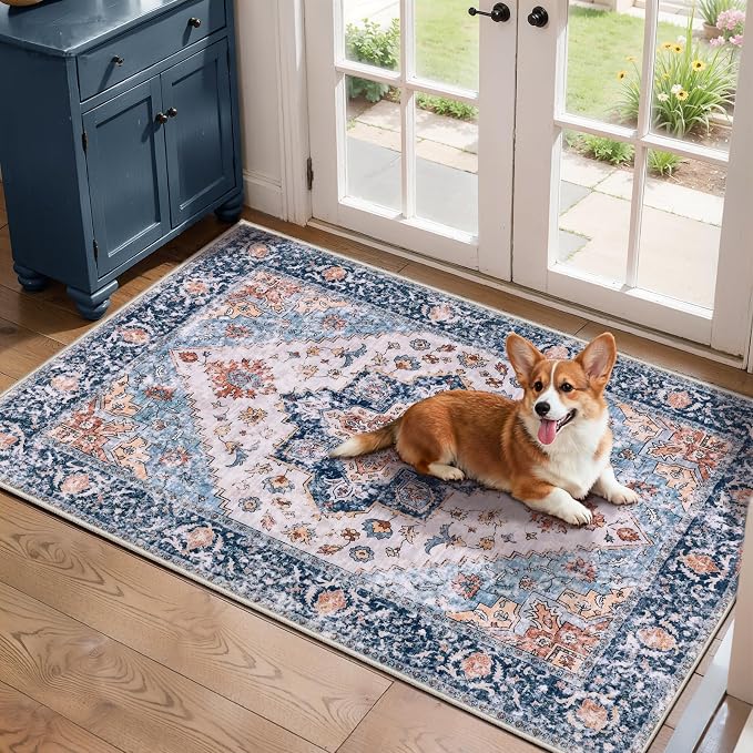 SERISSA 2x4 Washable Non Slip Boho Runner Rug by SERISSAHomeDecorCollection