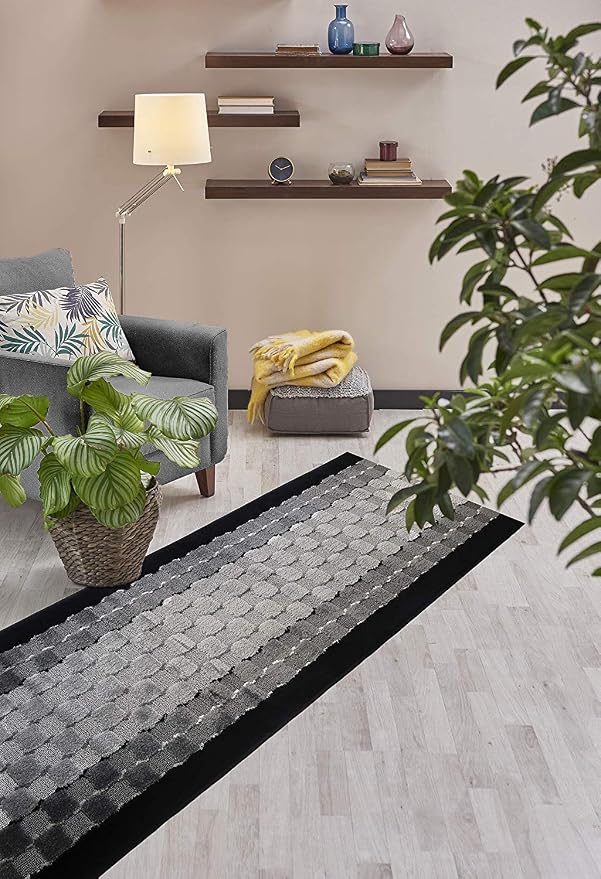 Custom Length Hallway Runner Rug, Slip Resistant, Checkered Black, 26 Inch X 27 - Image 4