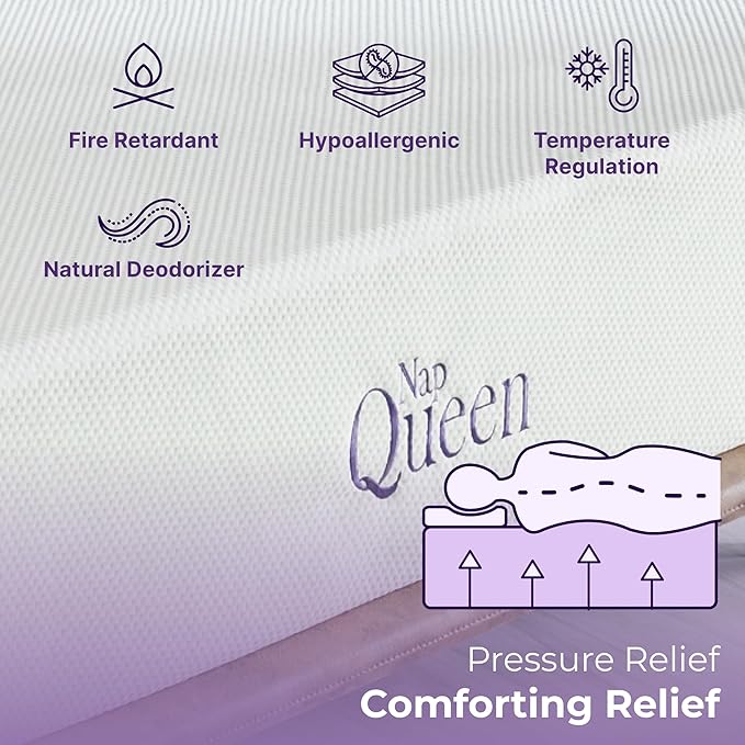 NapQueen 12 Inch Full Size Mattress, Bamboo Charcoal Memory Foam Mattress, Bed in a Box, White