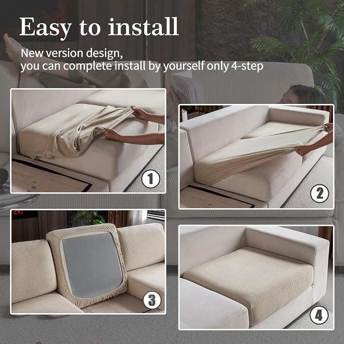 OHSIO Sectional Couch Covers, Wear Resistant Stretch Sofa Covers Washable Soft - Image 7