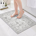 Grey Floral Entry Door Mat 24x17 inch by WelcometoBabovid