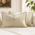 MIULEE Decorative Lumbar Throw Pillow Covers 12x20 Inch Cream 2 Pack | Boho by MIULEE