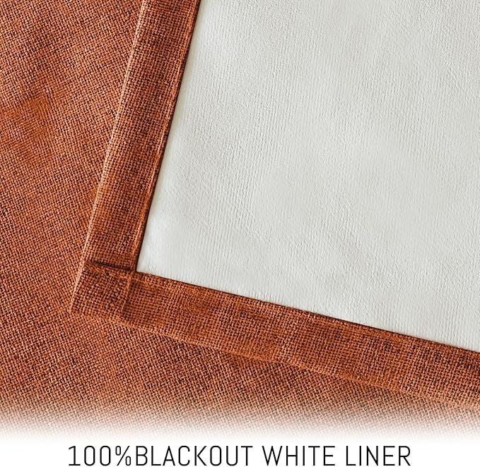 Yakamok Burnt Orange Linen Curtains 90 Inches Long - Image 3