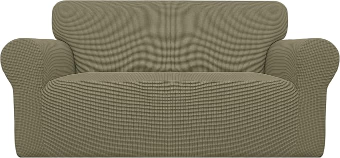 Easy-Going Stretch Oversized Loveseat Couch Covers Washable Khaki | 1-Piece by Easy-Going