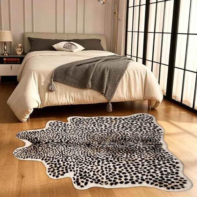 Cheetah Print Rug, Leopard Area Rug 4.6x5.7ft Faux Animal Print Skin Cheetah Rug - Image 4
