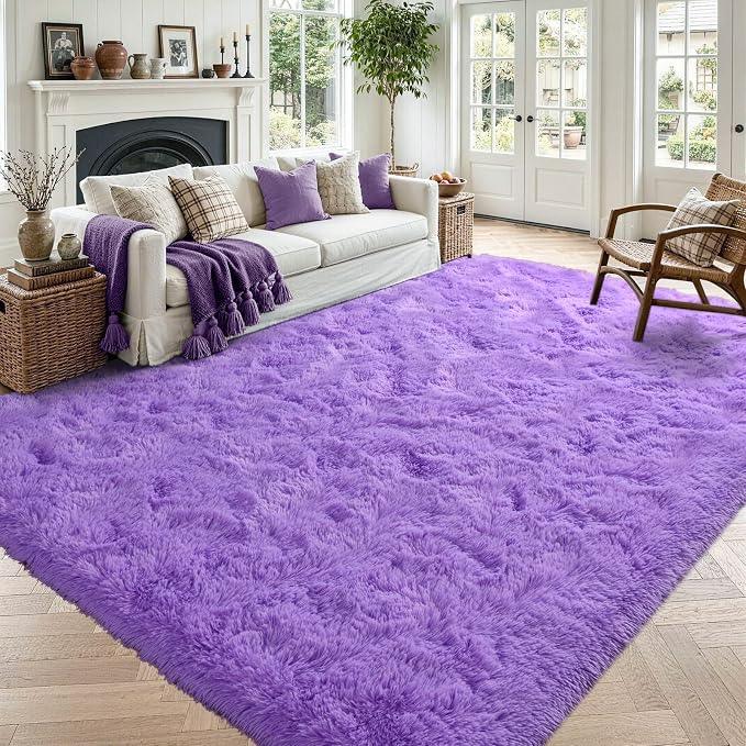 5x7 Purple Fluffy Soft Area Rug Non-Slip by ModernHomeDecor