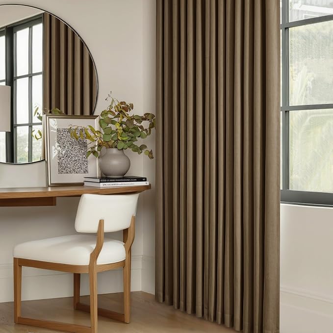 Dutch Cocoa Pinch Pleated Full Blackout Curtains Linen Blend 80 Inches Long | - Image 8