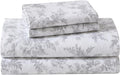 Laura Ashley - Flannel Sheets Twin Size, Anti-Pilling & Wrinkle Resistant Cotton, Touchably Soft for All-Season Comfort - Bed Sheets with Matching Pillowcase & Fitted Sheet (Vanessa Grey)