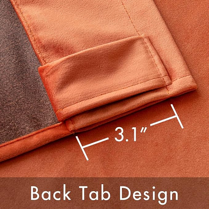 MIULEE Velvet Curtains 52x108 inches 2 Panels Fall Orange Blackout Curtains | - Image 3