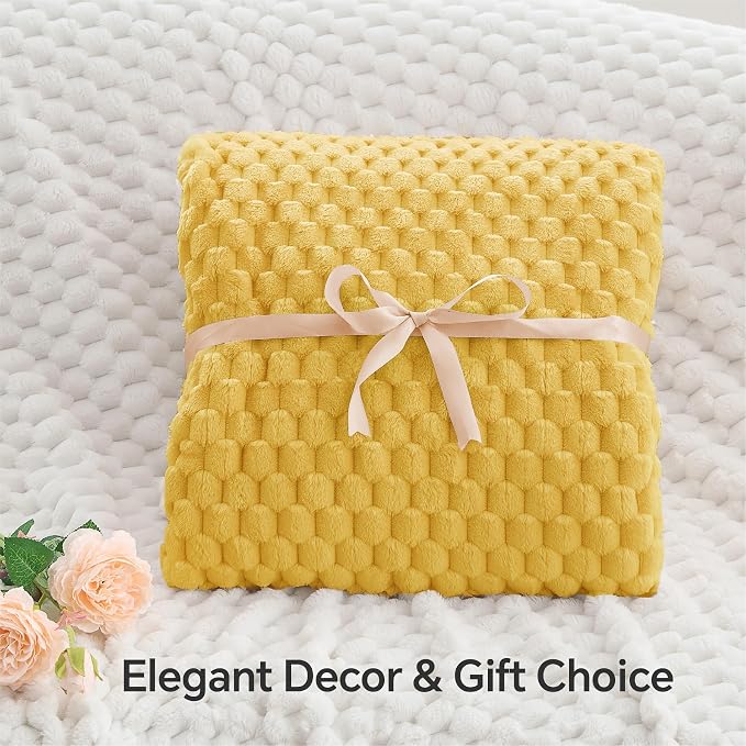 BEDELITE Yellow Throw Blanket for Couch, Soft Cozy Gifts for Women, 50 * 60 | - Image 4