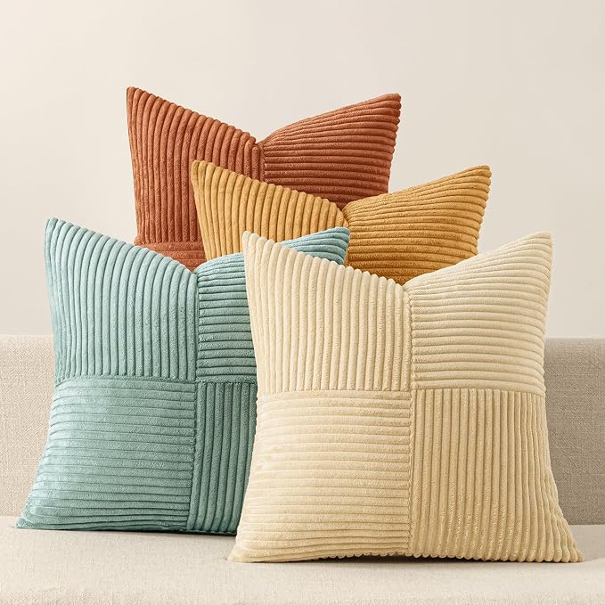 MIULEE Fall Boho Farmhouse Decorative Throw Pillow Covers 20x20 Inch 4 Packs by MIULEE