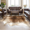 Western Faux Cowhide Rug, Animal Cow Hide Rug, 6.2 x 5.2 Ft Brownish | Premium by AROGANAREARUG