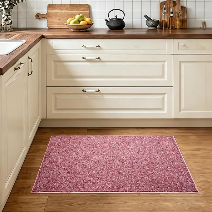 2x3 Red/White Area Rug Washable Non-Slip Soft Thin - Image 3