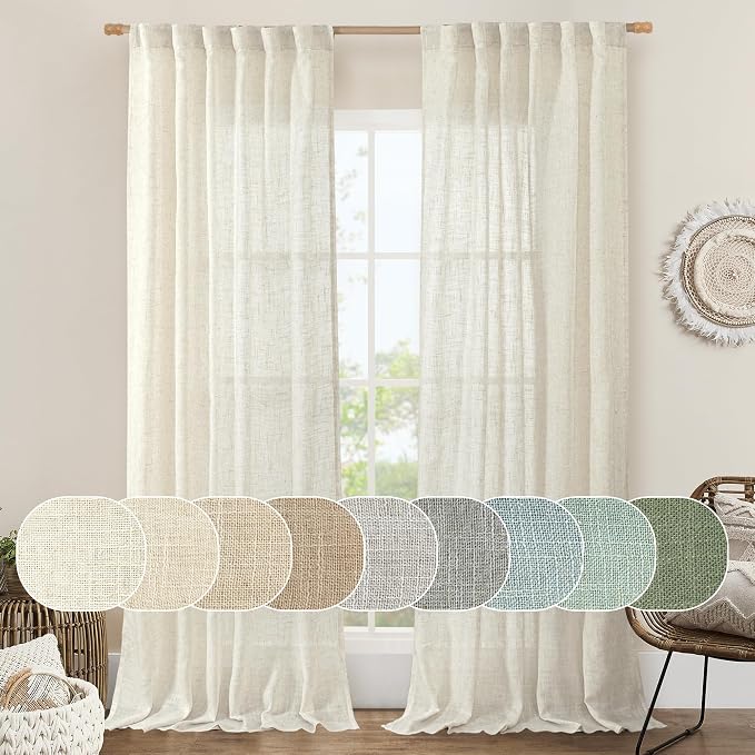 108 inch Semi Sheer Linen Curtains by LAMIT