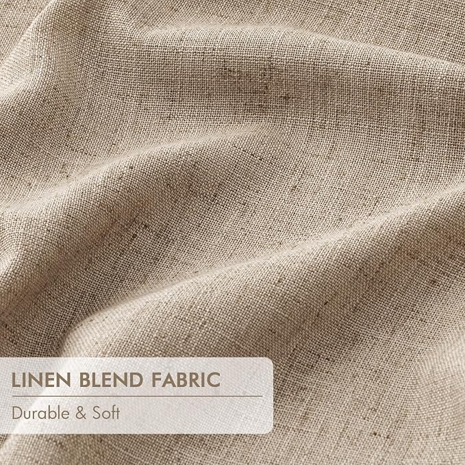 MIULEE Taupe Pinch Pleated 100% Blackout Linen Curtains 40x84 Inches | Room - Image 6